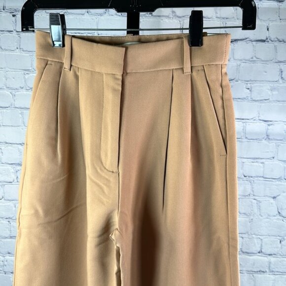 👖 Abercrombie & Fitch Camel High-Waisted Wide Leg Trousers | Size 23 Short NWT - Picture 4 of 6